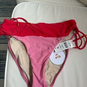 PQ ruched color block bikini bottom